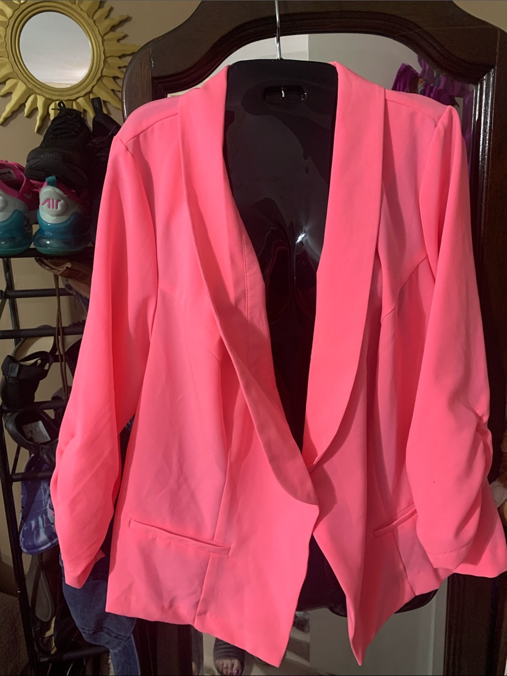 Women's Neon Pink Open-Front Blazer Jacket